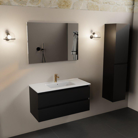 Mondiaz Aivy badmeubelset - 100x45x50cm - 1 kraangat - 1 wasbak talc Keramiek - Midden - 2 lades - Zonder spiegel - MDF Urban SW892371