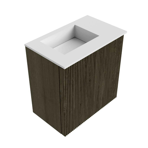Mondiaz JOYA 40cm toiletmeubel - kleur Shadow - Wastafel FAYE positie Links Zonder kraangat kleur Talc. SW1421387