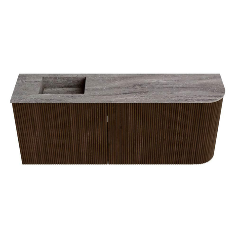 Mondiaz JOYA-DLUX 101.6cm toiletmeubel - ronding rechts kleur Walnut - Wastafel FAYE positie Links Zonder kraangat kleur Oza. SW1424614
