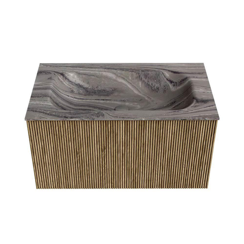 MONDIAZ KURVE-DLUX 80cm badmeubel kleur Dusk met 1 lade en 0 deuren. Wastafel BIG SMALL Midden zonder kraangat Sombra. SW1433838