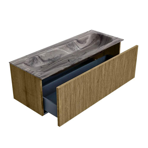 MONDIAZ KURVE-DLUX Meuble de salle de bains 120 cm couleur Dusk avec 1 tiroir et 0 portes. Lavabo BIG LARGE Central 2 trous de robinet Sombra. SW1433876