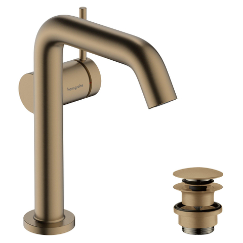Hansgrohe Tecturis s 1 greeps wastafelkraan - 150 Fine - coolstart - met PushOpen - waste set - geborsteld brons SW918641