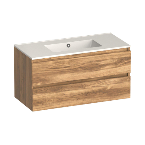 Brauer Core Series badkamermeubelset - 100x45x52cm - wastafel Starfall - honey SW1601171