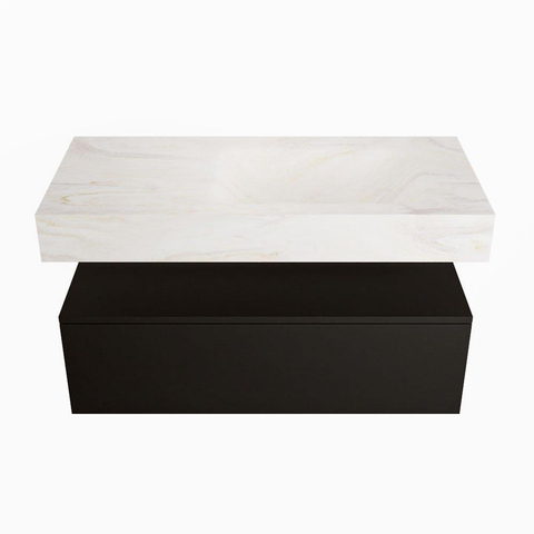Mondiaz ALAN-DLUX Ensemble de meuble - 100cm - meuble Urban mat - 1 tiroir - Lavabo Cloud Ostra suspendu - vasque droite - 1 trou de robinet SW807374