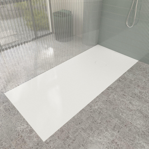Villeroy & Boch Ecora douchebak - 180x80x4.5cm - afvoer korte zijde - stone white (wit) SW1559022