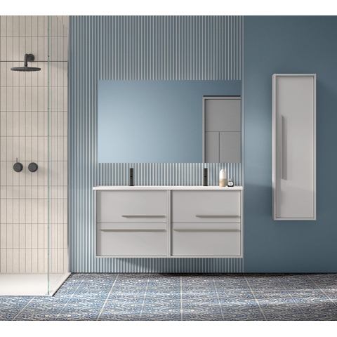 Saniclass Prime Essential Meuble sous lavabo - 120x55x46cm - 4 tiroirs - Poignée standard - MDF - mat greige (gris) SW976737