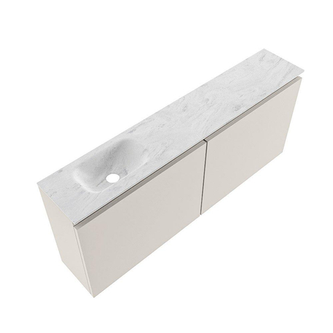 MONDIAZ TURE-DLUX meuble WC 120 cm Linen. EDEN vasque Opalo position à gauche. Avec 1 trou de robinet. SW1104396