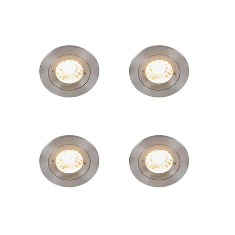 QAZQA Xena spot encastré - set de 4 - 8x8cm - IP44 - rond - acier SW1210683