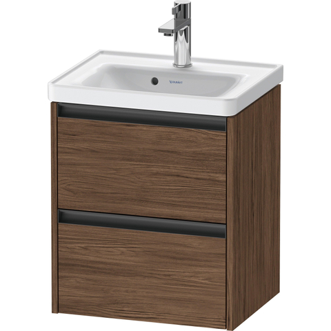 Duravit Ketho.2 Wastafelonderbouwkast - met 2 laden - 48.4x37.5x54.9cm - met grepen antraciet - donker noten mat SW772229