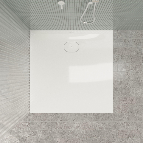 Villeroy & Boch Ecora douchebak - 100x100x3.5cm - afvoer korte zijde - white alpine (wit) SW1559028