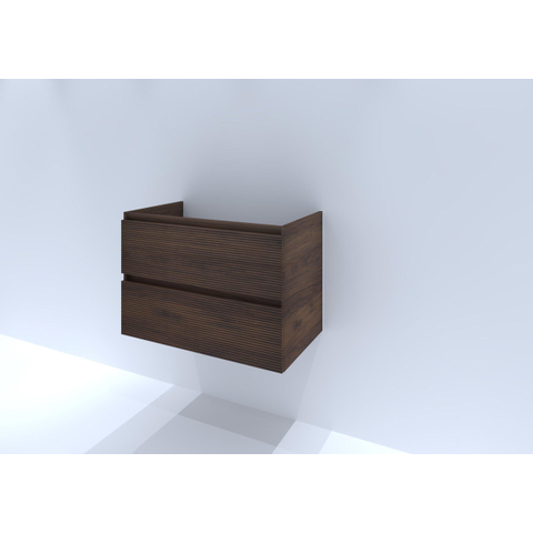H&R Badmeubelen Infinity Wastafelonderkast - 80x44.8x55cm - 3D-front - 2 lades - greeploos - dark oak SW873377