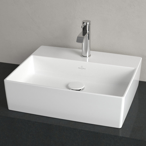Villeroy & Boch memento 2.0 opzetwastafel - 50x42cm - met 1 kraangat - zonder overloop CeramicPlus - White Alpine (glans wit) SW156559