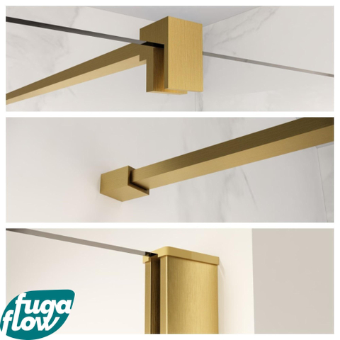 FugaFlow Eccelente Vetro profielset 200cm + stabilisatiestang 120cm geborsteld messing - SW1125308