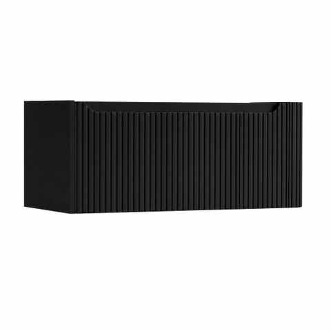 H&R Badmeubelen Juice Wastafelonderkast - 100x45x40cm - rechterhoek afgerond - 3D-front - 1 lade - geïntegreerde greep - zwart mat SW1259683