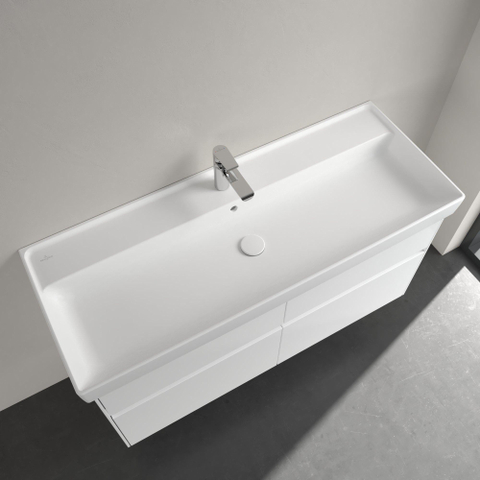 Villeroy & Boch Collaro meubelwastafel - 120x47cm - met overloop - 1 kraangat CeramicPlus - Stone White (mat wit) SW358339