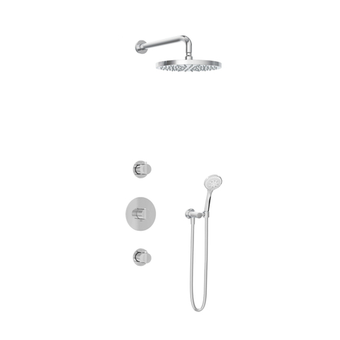Hotbath Buddy IBS1 Regendoucheset - 2 stopkranen - 35cm wandarm - 30cm ronde hoofddouche - 3 standen handdouche - hoogglans chroom SW18234