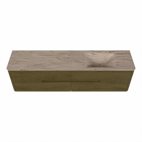 Mondiaz CIRO-DLUX Badkamermeubelset - 190x45x50cm - Solid surface wastafel Arena - 1 wasbak Rechts - zonder kraangaten - 4 lades - Dusk SW1533163