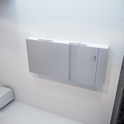 Mondiaz CUBB spiegelkast – 150x70x16 cm – 3 deuren – Talc (wit) SW410128