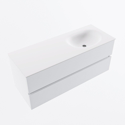 MONDIAZ VICA 120cm meuble de salle de bains sous-meuble Talc 2 tiroirs. Lavabo MOON droit sans trou de robinet, couleur Talc. SW1381923