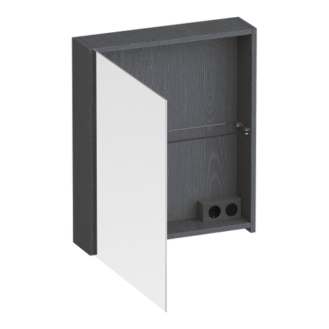 BRAUER Impress armoire de toilette - 60x70x15cm - sans éclairage - avec 1 porte miroir double face à charnière gauche - Timber Grey SW1199028