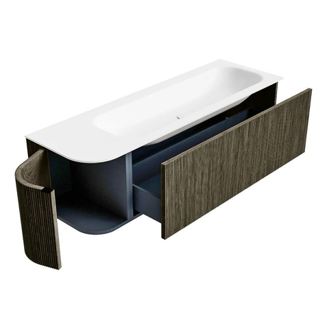 Mondiaz KURVE Ensemble de meubles de salle de bains - 145x46x40cm - 1 tiroir - 1 porte - lavabo solid surface - droit - 1 trou de robinet - Shadow SW1414116