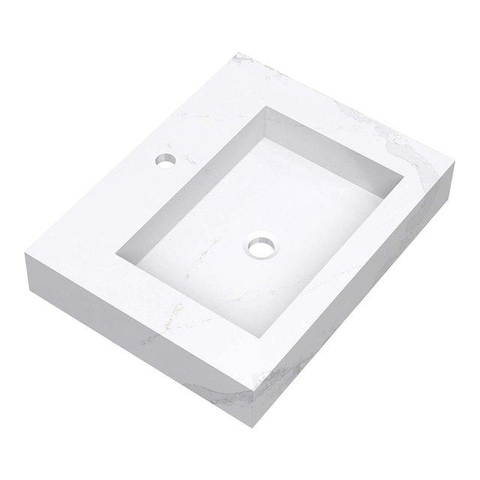 BRAUER Delight Wavy meuble sous-lavabo - 60cm - 2 tiroirs softclose - sans poignées - 1 découpe pour siphon - 1 lavabo - Forest Wheat SW1239357