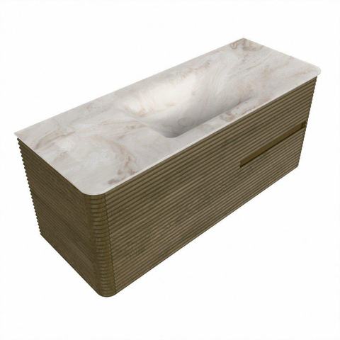 Mondiaz CIRO-DLUX Badkamermeubelset - 120x45x50cm - Solid surface wastafel Frappe - 1 wasbak Midden - zonder kraangaten - 2 lades - Dusk SW1532814