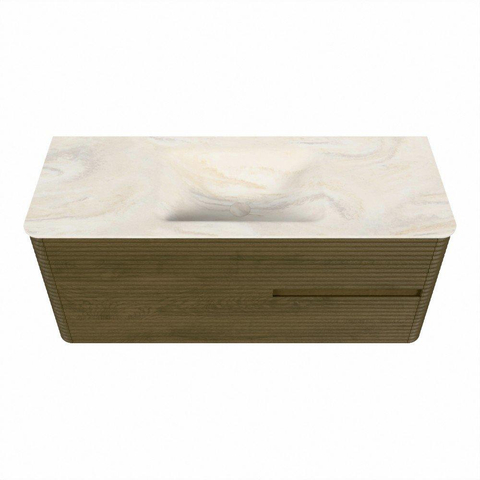Mondiaz CIRO-DLUX Badkamermeubelset - 120x45x50cm - Solid surface wastafel Ostra - 1 wasbak Midden - zonder kraangaten - 2 lades - Dusk SW1532923
