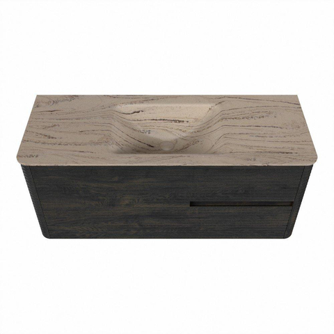 Mondiaz CIRO-DLUX Badkamermeubelset - 120x45x50cm - Solid surface wastafel Arena - 1 wasbak Midden - zonder kraangaten - 2 lades - Shadow SW1532330