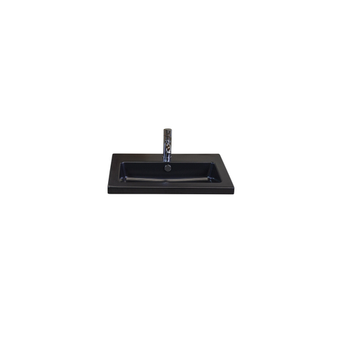 H&R Badmeubelen Djazz Wastafel - 61x45.5x4cm - 1 kraangat - keramiek zwart mat SW235606