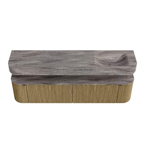 MONDIAZ THOR-DLUX 190cm meuble de salle de bains arrondi gauche + droite couleur Dusk avec 2 tiroirs et 2 portes. Vasque suspendue CLOUD Droite 1 trou de robinet couleur Oza. SW1466803