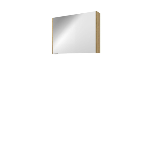 Proline Spiegelkast Xcellent met dubbel gespiegelde deuren, 2 deuren 80x14x60cm Ideal oak OUTLETSTORE STORE41428
