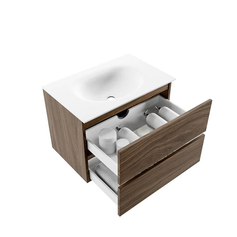 Mondiaz VICA badkameronderkast - 70cm - 2 lades - Moon wastafel Talc - 1 kraangat - Mocha SW1187260