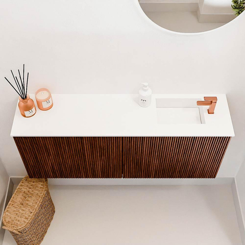 Mondiaz JOYA 100cm meuble de salle de bains - couleur Ruby - Vasque FAYE position Droite 1 trou de robinet couleur Talc. SW1421746