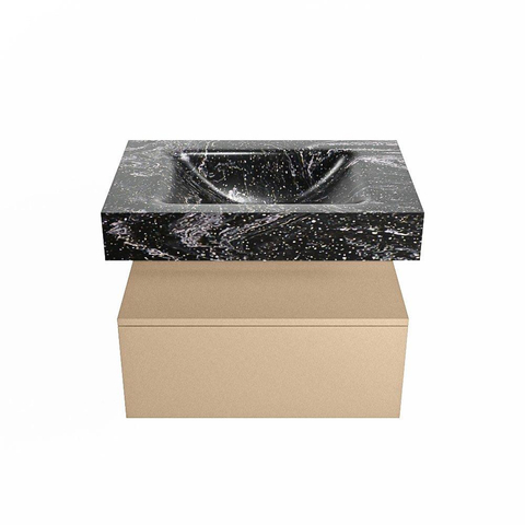 Mondiaz ALAN-DLUX Ensemble de meuble - 70cm - meuble Oro mat - 1 tiroir - Lavabo Cloud Lava suspendu - vasque Centre - 1 trou de robinet SW808780