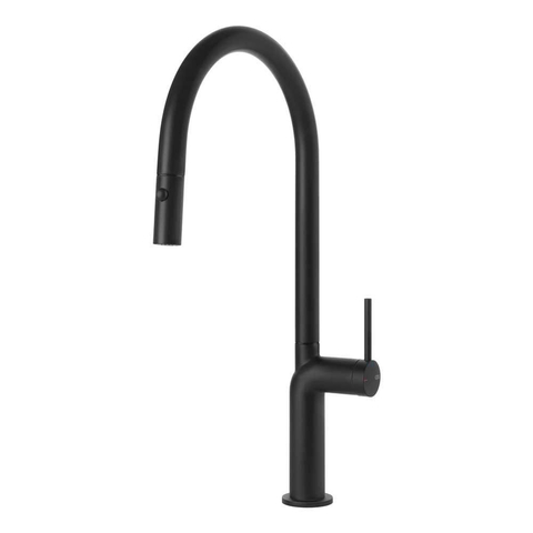 Gessi Stelo keukenmengkraan 1-gats met draaibare en uittrekbare uitloop RVS Zwart mat SHOWROOMMODEL SHOW22348