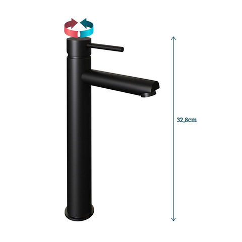 Brauer Black Edition wastafelkraan - model A - opbouw - hoog - voorsprong 15cm - mat zwart SW238154