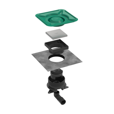 Hansgrohe RainDrain Spot Plus - 15x15cm - hoogte verstelbaar - betegelbaar frame - brushed stainless steel SW1590446