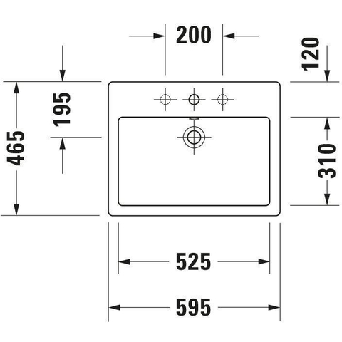 Duravit Vero opbouwwastafel 60x47cm onderzijde geslepen met geglazuurde achterkant 1 kraangat en overloop wit 0290488