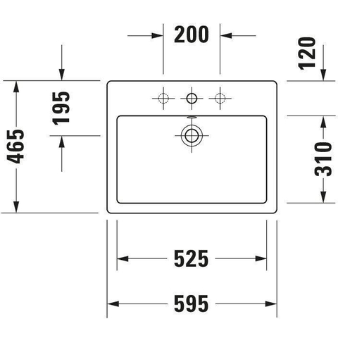 Duravit Vero Opbouwwastafel - geslepen - met kraangat - met overloop - 59.5x46.5cm - met wondergliss - inclusief bevestiging - wit 0290489