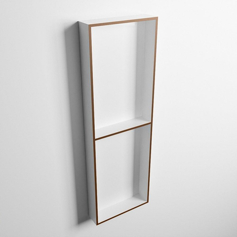 Mondiaz Easy nis 29.5x149.5x8cm voor Inbouw/opbouw 2 open vakken Solid surface Talc/Rust SW643843