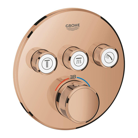 Grohe Grohtherm SmartControl Inbouwkraan - thermostatisch - met omstel voor 3 functies - rond - warm sunset (koper) SW354652