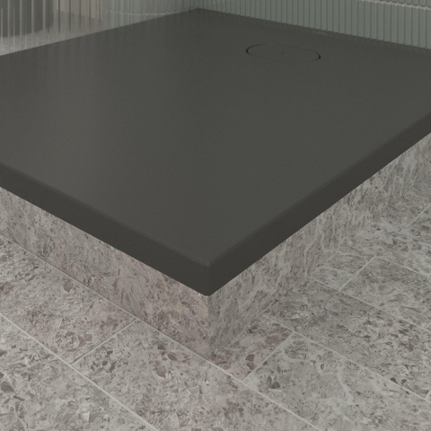 Villeroy & Boch Ecora douchebak - 100x90x3.5cm - afvoer korte zijde - anthracite (antraciet) SW1558967