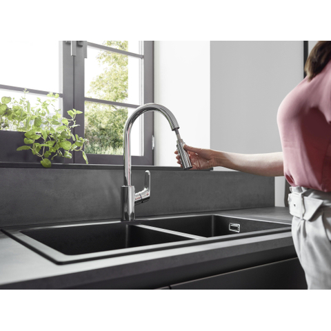 Hansgrohe Focus m41 Eengreeps keukenmengkraan - 240 met uittrekbare vuistdouche - 2 straalsoorten - hoogglans chroom GA69755