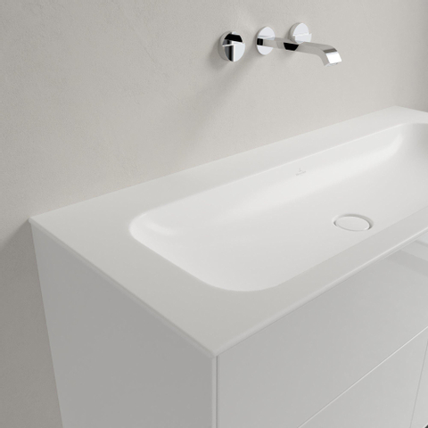 Villeroy & Boch finion meubelwastafel - 120x50 - zonder kraangat - zonder overloop stonewhite CeramicPlus - Stone White (mat wit) SW209391