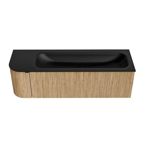 MONDIAZ KURVE meuble de salle de bains 145cm avec module 25 L couleur Chêne avec 1 tiroir et 1 porte. Lavabo BIG LARGE à droite 1 trou de robinet Urban. SW1138412