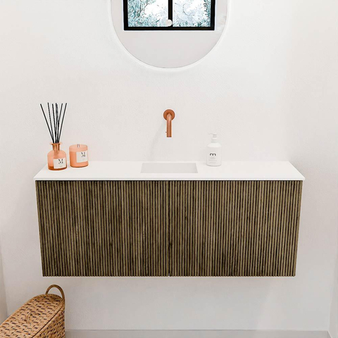 Mondiaz JOYA 100cm meuble de toilette - couleur Dusk - Vasque FAYE position Milieu Sans trou de robinet couleur Talc. SW1421581