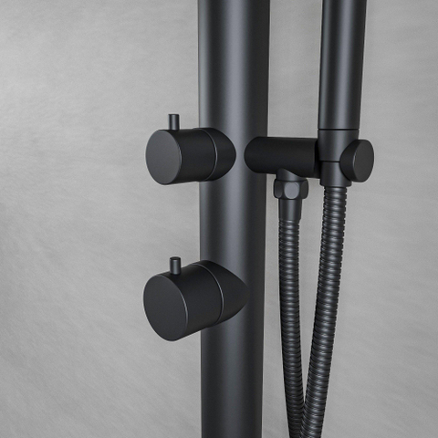 Fortifura Outdoor Original Vrijstaande Buitendouche - RVS 316 - handdouche - mat zwart TWEEDEKANS OUT13037