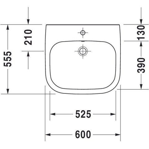Duravit D-code - D-Code - Vital - wastafel - met overloop - met kraanvlak - 600x550 mm - wit - barriërevrij - wit 0295860