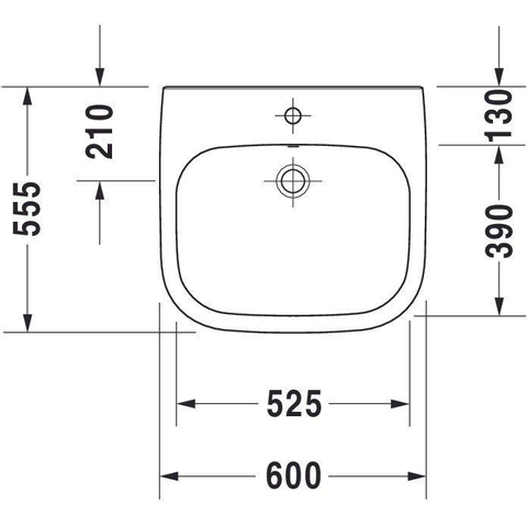 Duravit D Code Vital wastafel 60x55cm met kraangat en overloop wit 0295860